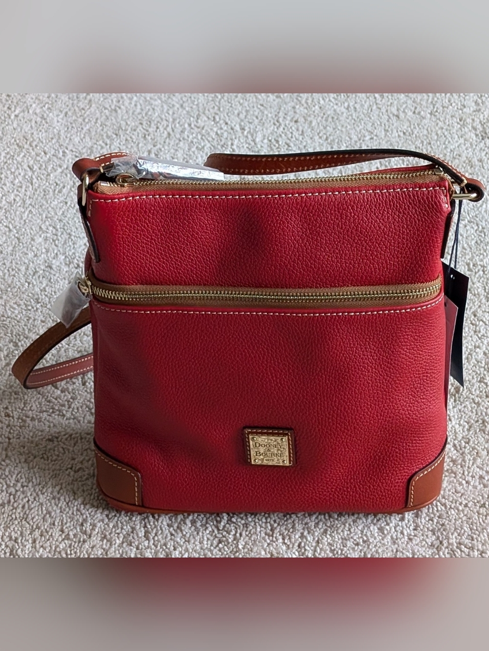 Dooney & Bourke Red Pebbled Leather Crossbody Shoulder Bag. New With Tag!